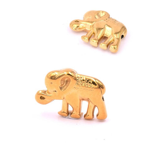 Kaufen Sie Perlen in Deutschland Perle Elefant Gold Edelstahl - 12x17mm - Loch: 1,5mm (1)