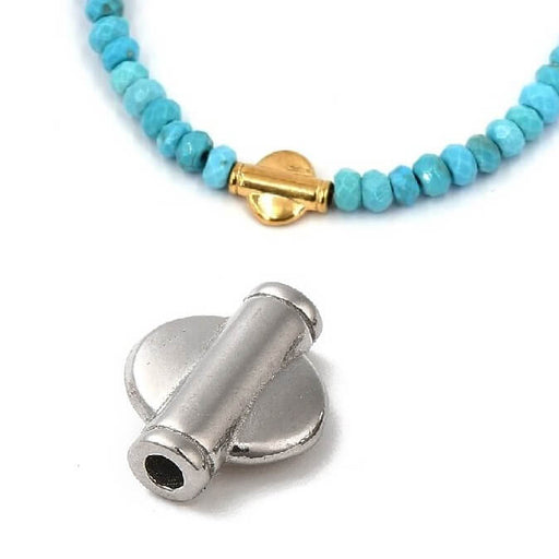 Kaufen Sie Perlen in Deutschland Flache runde Rohrperle Edelstahl 10x8mm Loch: 1,5mm (1)