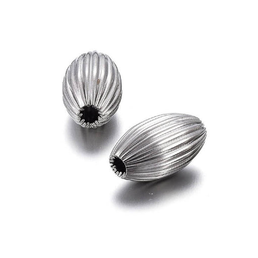 Kaufen Sie Perlen in Deutschland Gestreifte ovale Perle aus Edelstahl 10x6mm - Loch 1,5mm (2)