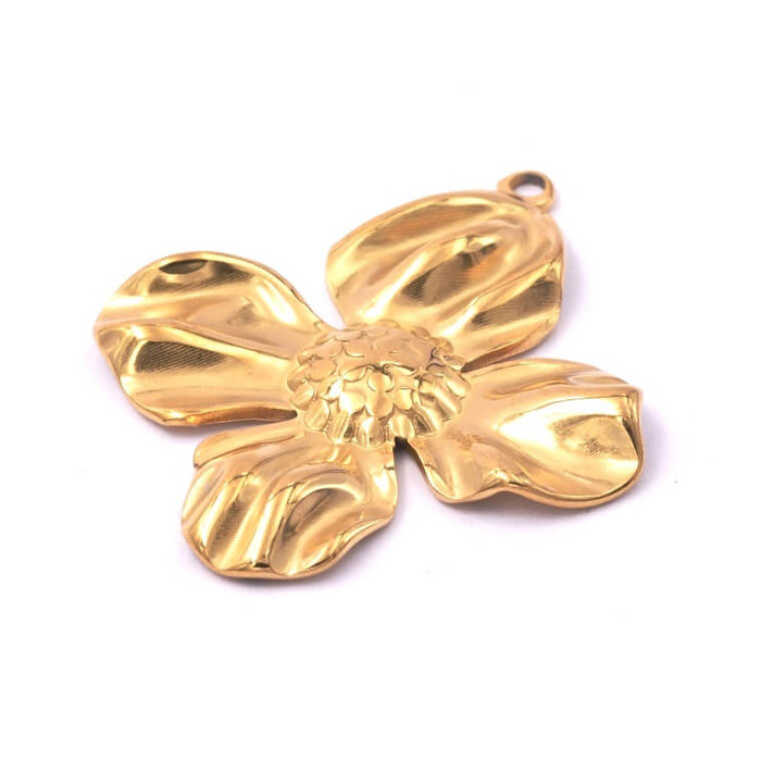 Blumenanhänger 30mm Gold Edelstahl - Loch: 2mm (1)