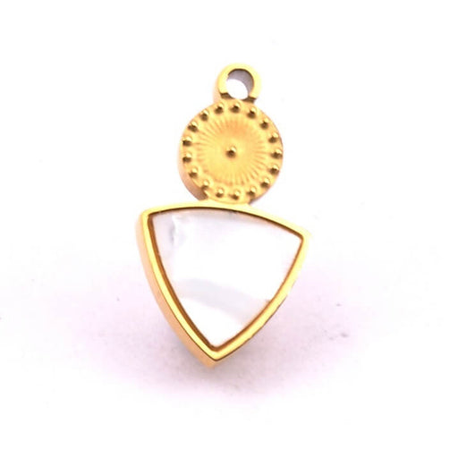 Dreieck-Charm-Anhänger aus goldenem Stahl Muschelharz 15 x 8,5 mm (1)