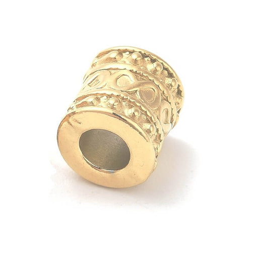 Kaufen Sie Perlen in Deutschland Ethnische Röhrenperle aus goldenem Edelstahl 8x8mm - Loch: 3.75mm (1)