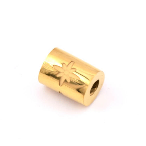 Kaufen Sie Perlen in Deutschland Zylinderrohrperle ethnischer Stern goldener Edelstahl 8x6mm - Loch: 1,8mm (1)