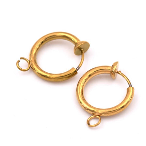 Ohrclips mit Ring aus goldenem Edelstahl 14 mm (2)