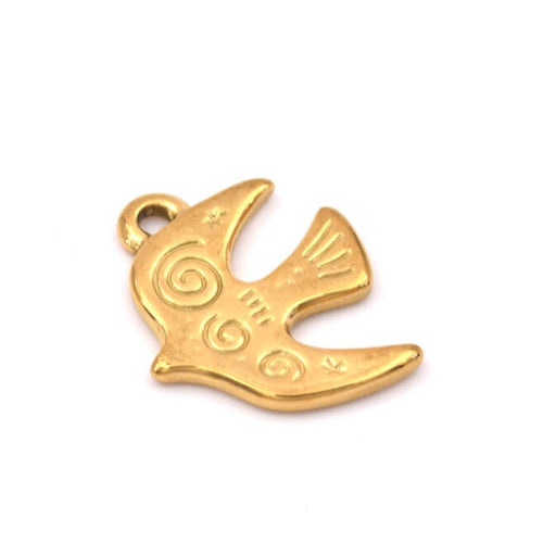 Fliegender Vogelanhänger aus goldfarbenem Edelstahl 16x18mm (1)