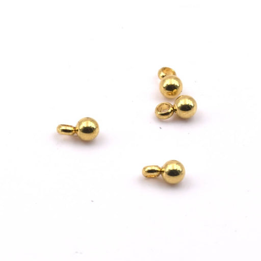 Kaufen Sie Perlen in Deutschland Kugelanhänger aus goldenem Edelstahl 3 mm – Loch 1 mm (4)