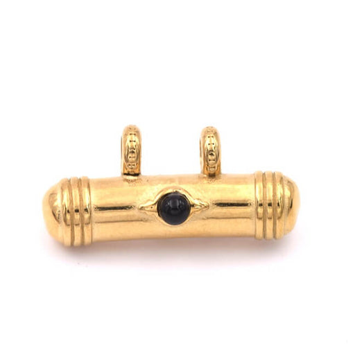 Kaufen Sie Perlen in Deutschland Ethno-Anhänger mit schwarzem Onyx-Cabochon – 34 mm Edelstahl goldfarben (1)