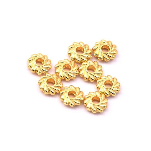 Kaufen Sie Perlen in Deutschland Heishi-Perlentrenner, Blume, goldfarbenes Metall, 5 x 1 mm – Loch: 1,2 mm (10)