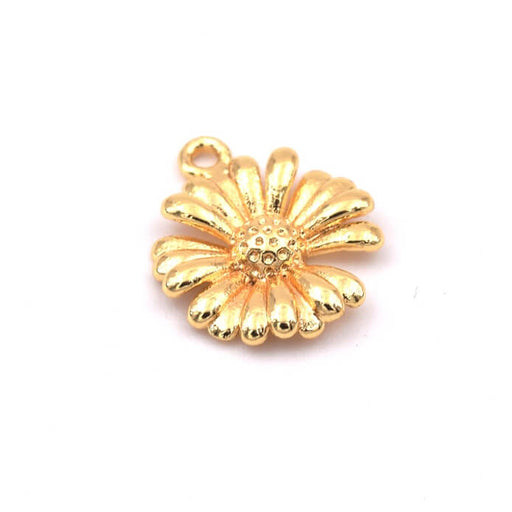 Kaufen Sie Perlen in Deutschland Kleiner Gänseblümchen-Anhänger aus goldenem Messing, 12 x 10 mm (1)