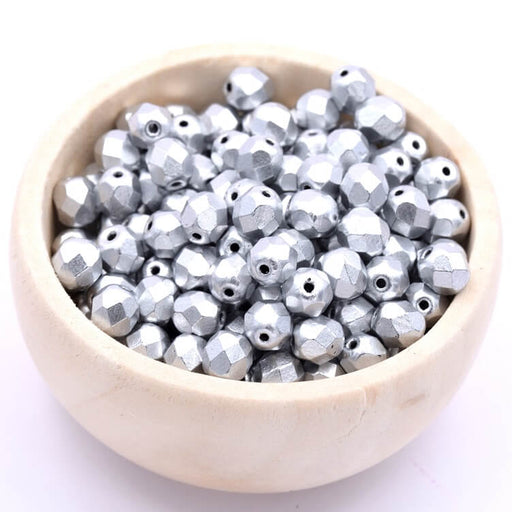 Kaufen Sie Perlen in Deutschland Firepolish Facettierte Perle Matt Metallic Silber 6mm (50)