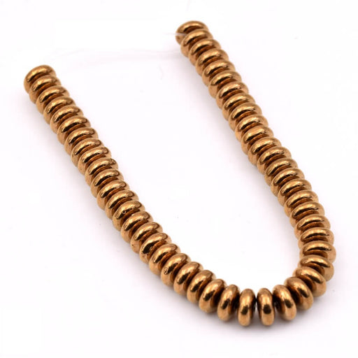 Kaufen Sie Perlen in Deutschland Tschechische Perlen Rondelle Donut Bronze 6x3mm - Loch: 0,8mm (1 Strang-13,5 cm)