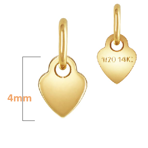 Flacher Herzanhänger mit Ring - Gold gefüllt - 4mm (1)