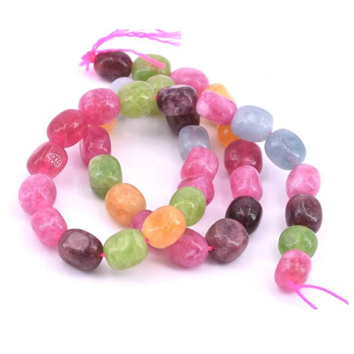 Kaufen Sie Perlen in Deutschland Gefärbte Jade-Nugget-Perlen, Bonbons, Farbmischung – 8,5–11 x 10 mm (1 Strang – 37 cm)