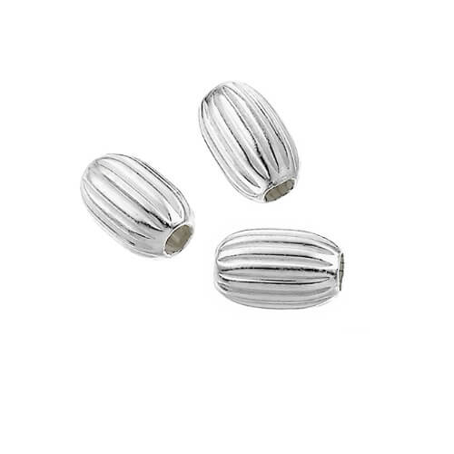 Ovale Perle gestreift 5x3.5mm - 925er Silber - Loch: 1 mm (3)