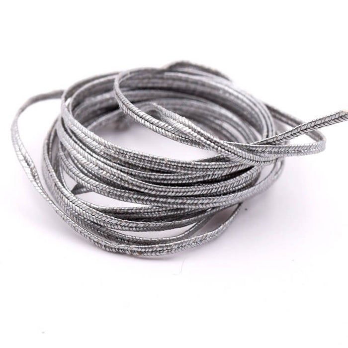 Antikes metallisches Soutache-Band in Silber 2 x 1 mm (2 m)