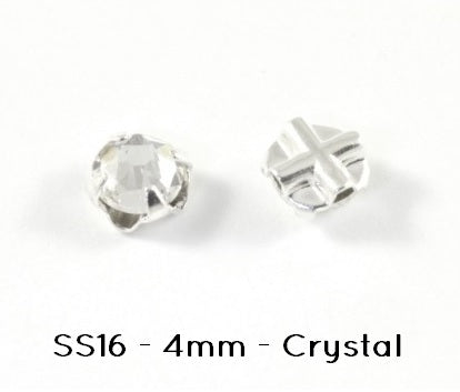 Kaufen Sie Perlen in Deutschland 53102 Silber flacher Kristall, silberne Messingeinfassungen SS16 – 4 mm Kristall (40)