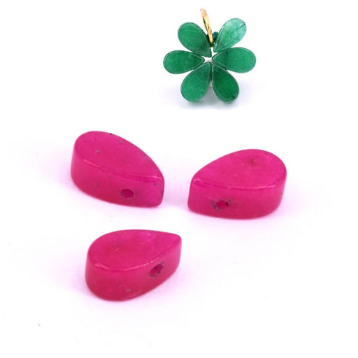 Kaufen Sie Perlen in Deutschland Tropfenperlen-Anhänger aus Jade, getönt, Fuchsia, 10 x 5,5 x 4 mm – Loch: 0,7 mm (3)