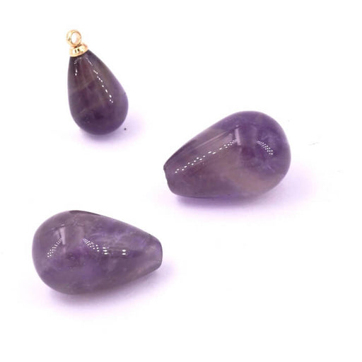 Kaufen Sie Perlen in Deutschland Halbgebohrte Tropfenperle Amethyst 13x6mm - Loch: 1mm (2)