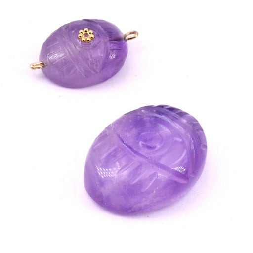 Kaufen Sie Perlen in Deutschland Geschnitzte Amethyst-Augenperle 17x13mm - Loch: 0,6mm (1)