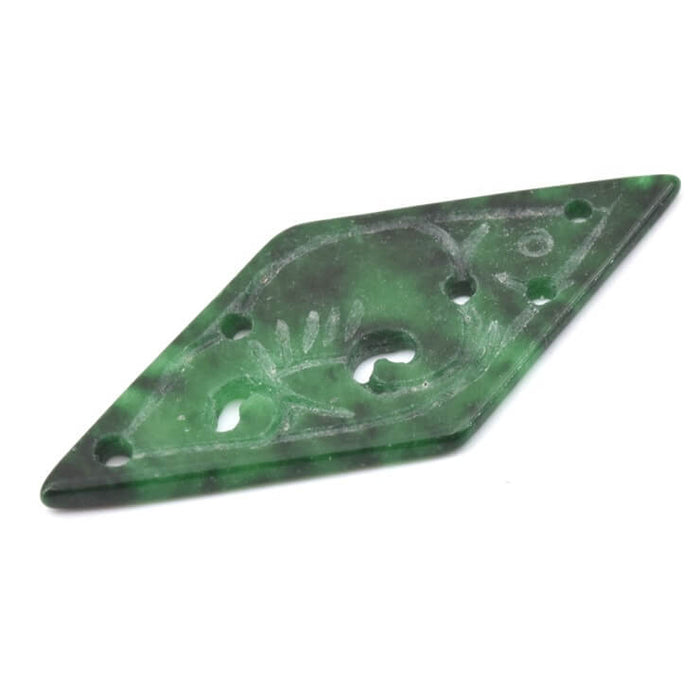 Verbindungsanhänger Grüne Jade-Arabeske durchbrochene Rautenform - 35x17mm (1)