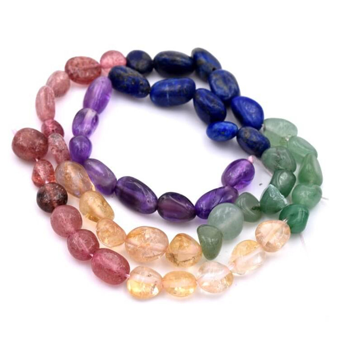 Chakra-Mix-Nugget-Perle 5–11 x 4–8 mm – Loch: 0.8 mm (1 Strang – 39 cm)