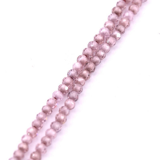 Kaufen Sie Perlen in Deutschland Facettierte runde Perle aus Zirkon - altrosa 2mm (1 Strang-37cm)