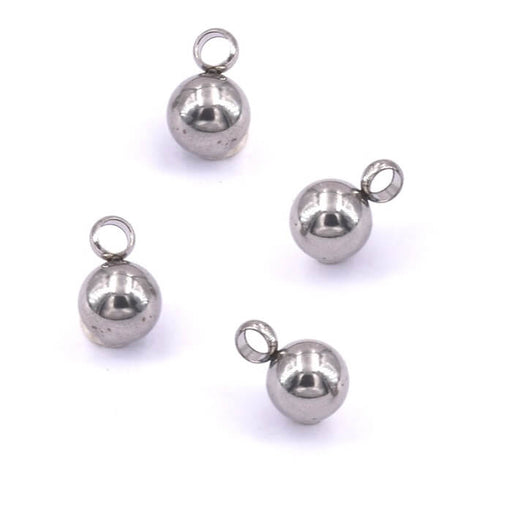 Kaufen Sie Perlen in Deutschland Runder Perlenanhänger aus Edelstahl - 5mm - Loch: 1.8mm (4)