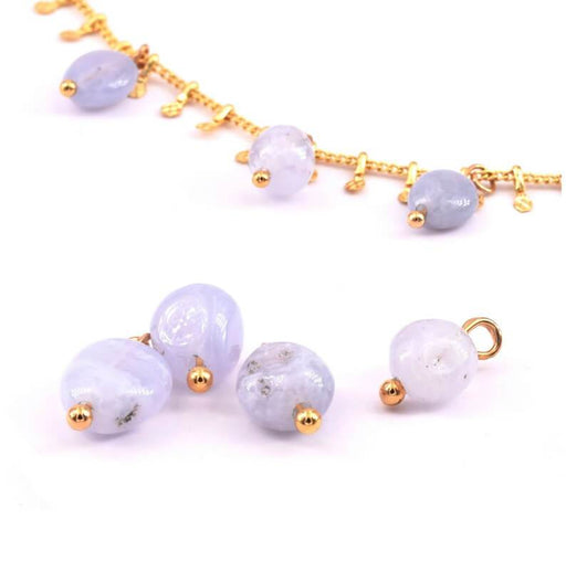 Kaufen Sie Perlen in Deutschland Nugget Beads Charms Lt blau Achat 5-10mm - Qualität vergoldet (4)