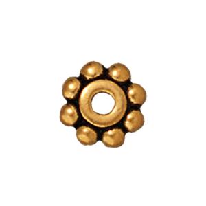 Kaufen Sie Perlen in Deutschland Heishi Scheiben Blume 6mm Antik-Goldfarben (10)