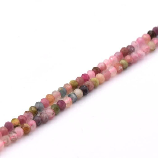 Kaufen Sie Perlen in Deutschland Rondelle-Perlen facettierter Turmalin - 3x2 mm - Loch: 0,8 mm (1 Strang - 39 cm)