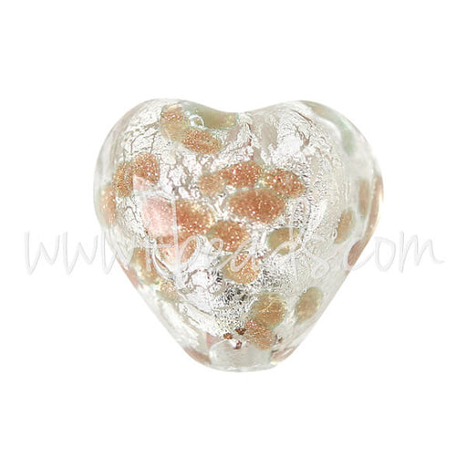 Kaufen Sie Perlen in Deutschland Murano Glasperle Herz Gold und Silber 10mm (1)